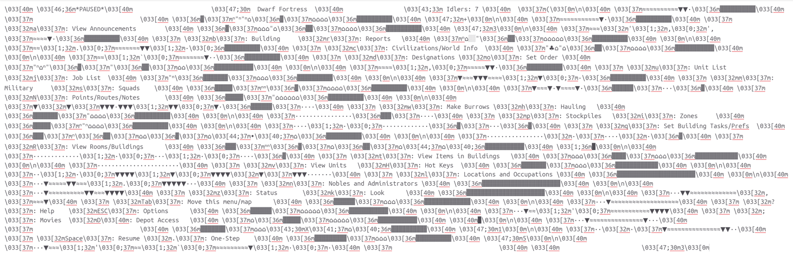 Dwarf Fortress menu screenshot