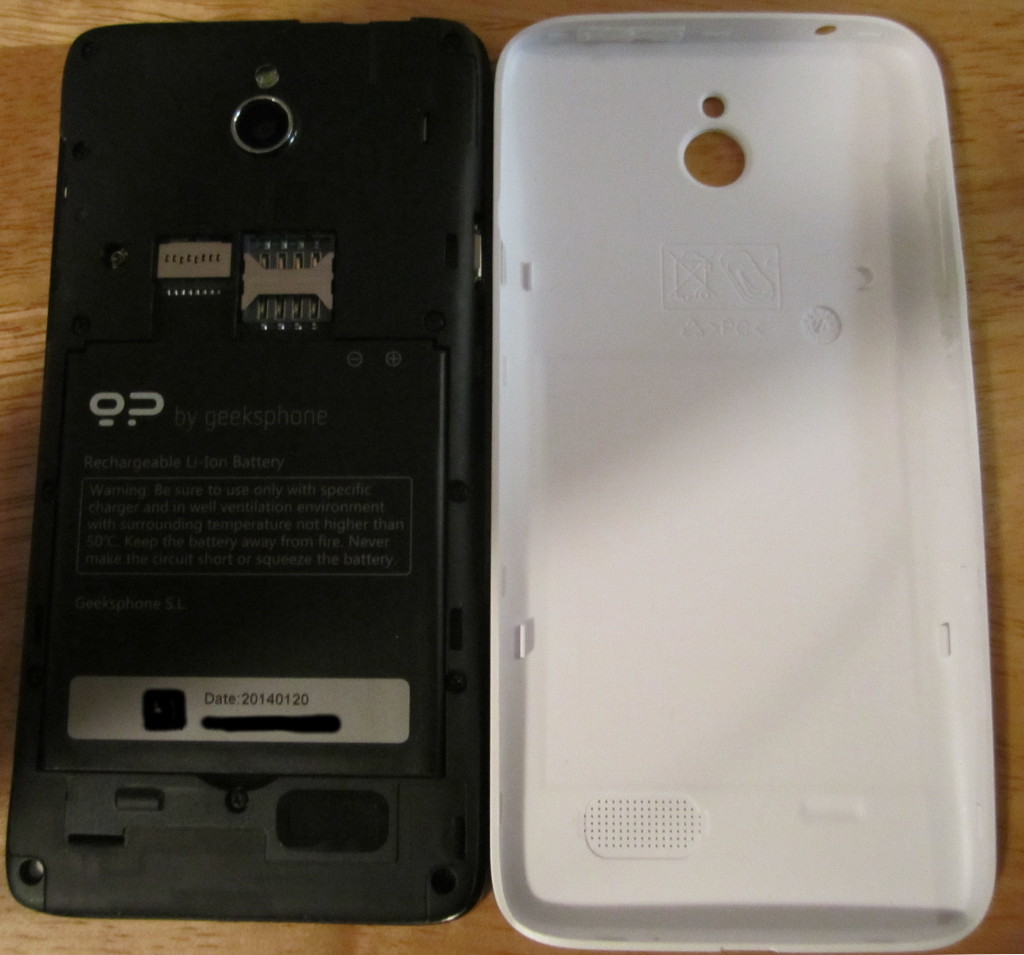 Geeksphone Revolution with the back open